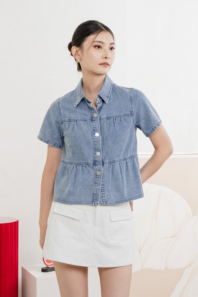 Eirwen Denim Babydoll Top