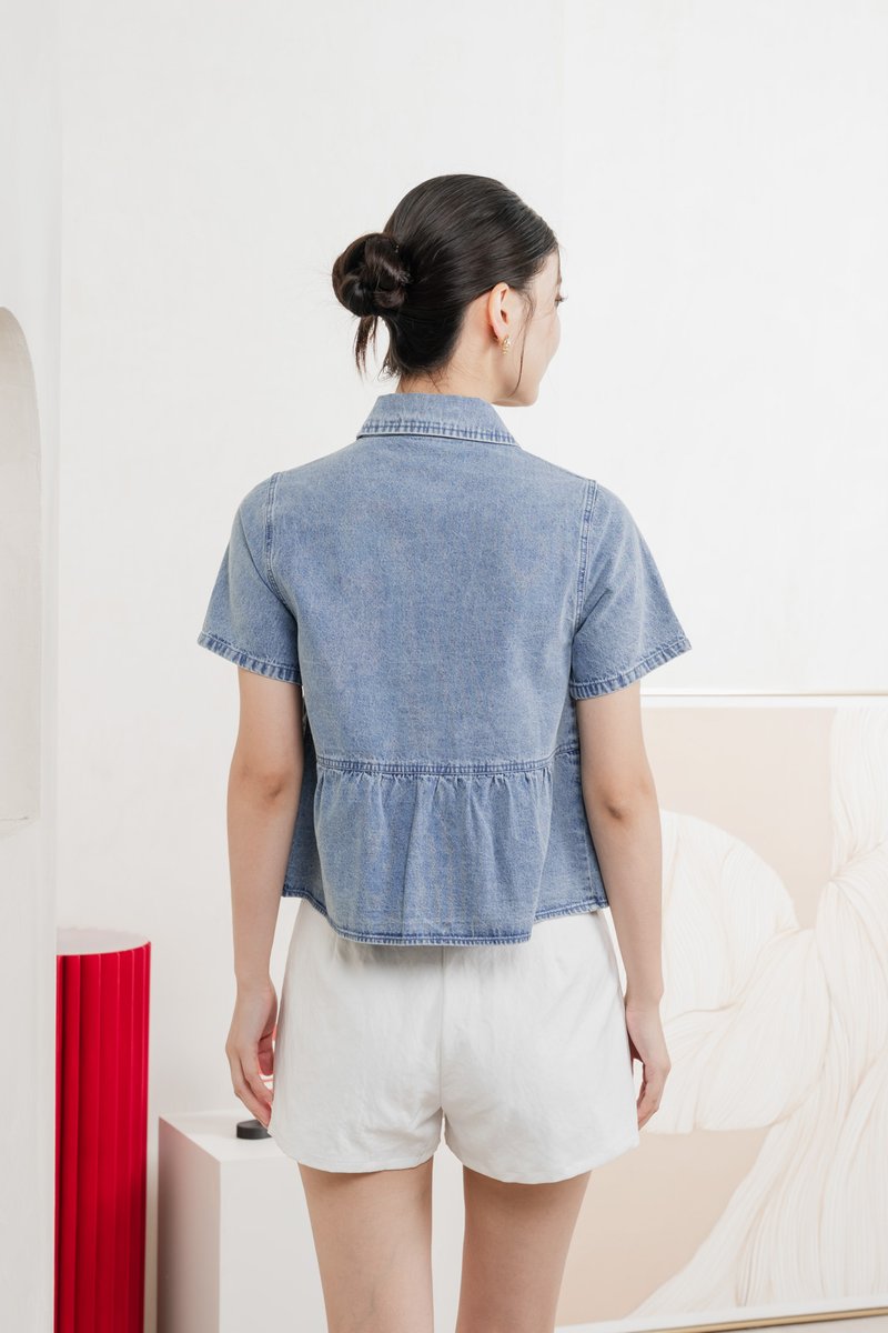 Eirwen Denim Babydoll Top