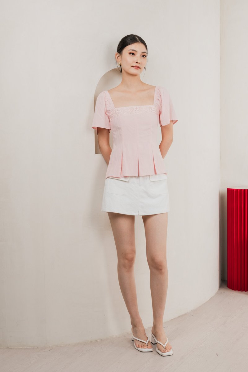 Jacqueline Crochet Top In Soft Pink