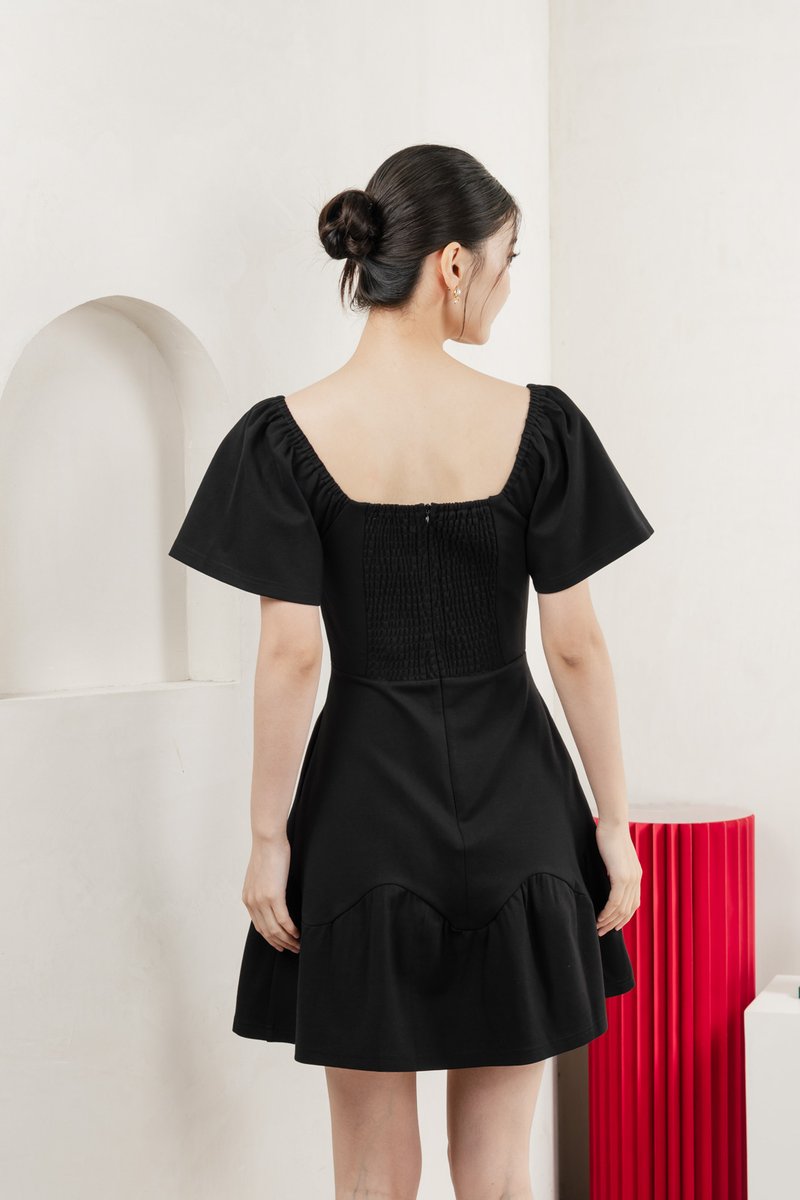 Judith Cotton Sweetheart Dress In Black