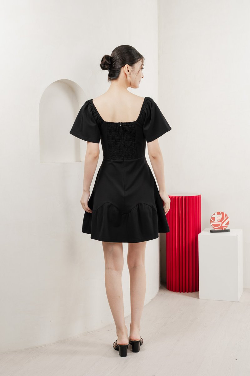 Judith Cotton Sweetheart Dress In Black