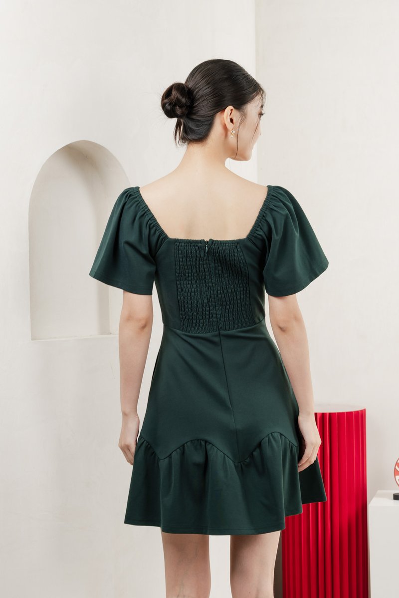 Judith Cotton Sweetheart Dress In Emerald