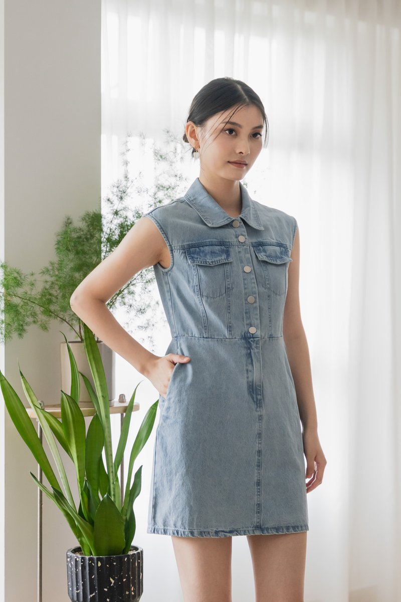 Theodora Denim Collar Button Dress