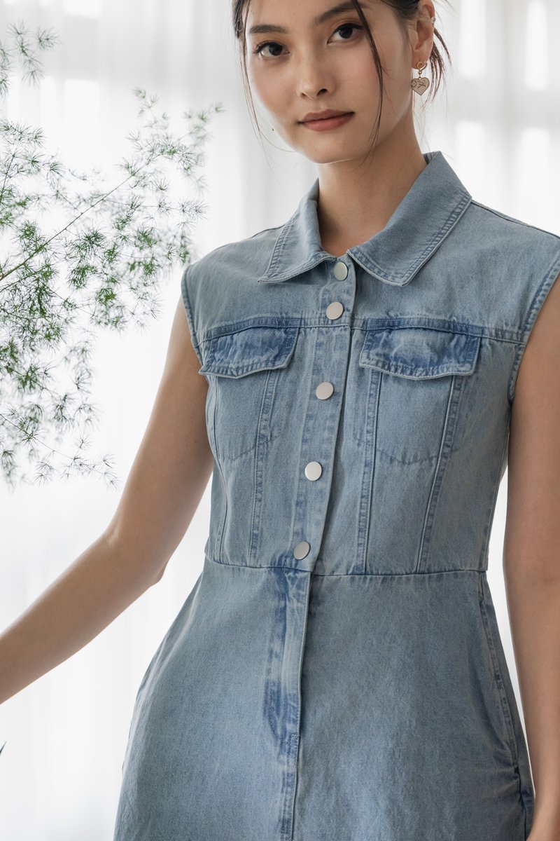 Theodora Denim Collar Button Dress