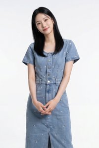 Kimmy Denim Button Embroidery Midi Dress In Light Wash