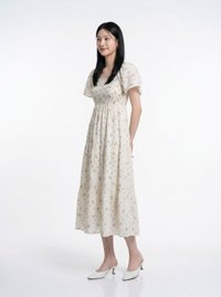 Lorraine Smocked Floral Tier Midi Dress