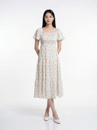 Lorraine Smocked Floral Tier Midi Dress