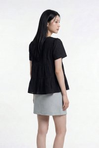 Tora Swiss Dots Cotton Tassel Top In Black