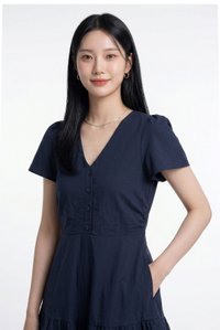 Avery Button Dress In Navy
