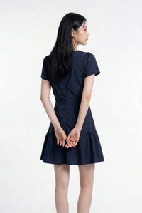 Avery Button Dress In Navy