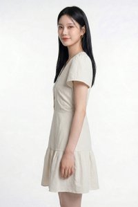 Avery Button Dress In Cream