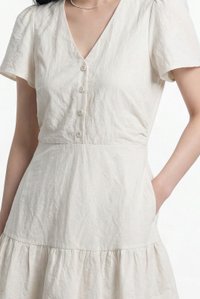 Avery Button Dress In Cream