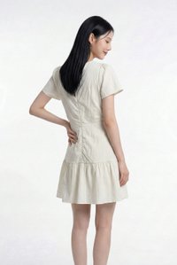 Avery Button Dress In Cream