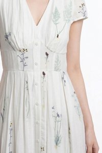Bennet Floral Button Midi Dress In Ivory