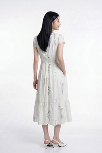 Bennet Floral Button Midi Dress In Ivory