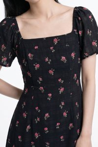Lunox Textured Floral Dress in Black