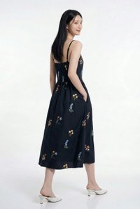 Marley Camisole Fleur Midi Dress in Navy