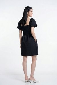 Anastasia Ribbon Lace Dress in Black