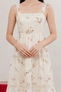 Petals Sleeveless Crochet Midi Dress In Cream(L)