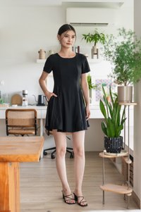 Hebe Panelled Work Dress In Black