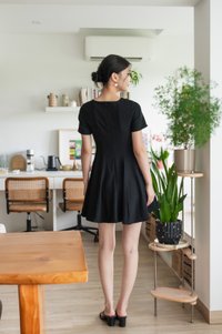 Hebe Panelled Work Dress In Black