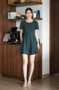 Hebe Panelled Work Dress In Forest