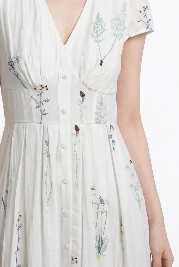 Bennet Floral Button Midi Dress In Ivory