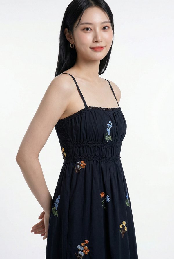 Marley Camisole Fleur Midi Dress in Navy