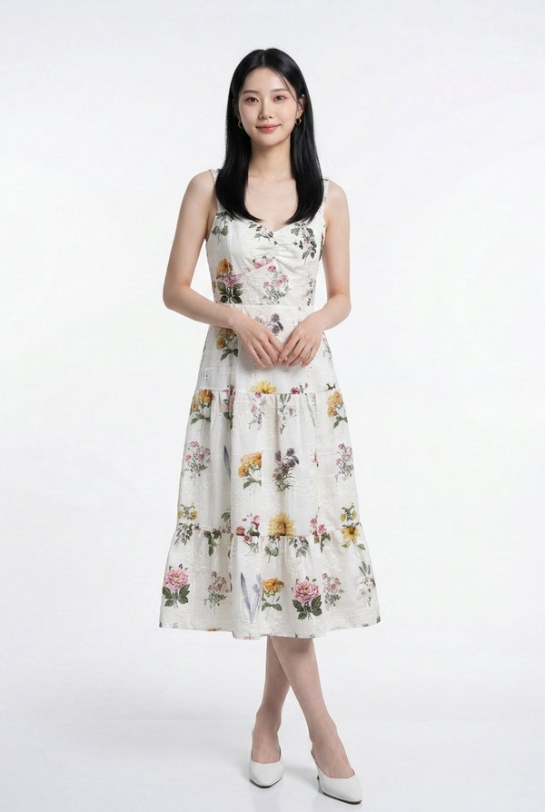 Jose Floral Tiered Midi Dress