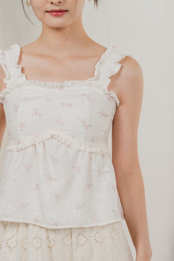 Xyla Eyelet Floral Ruffles Top
