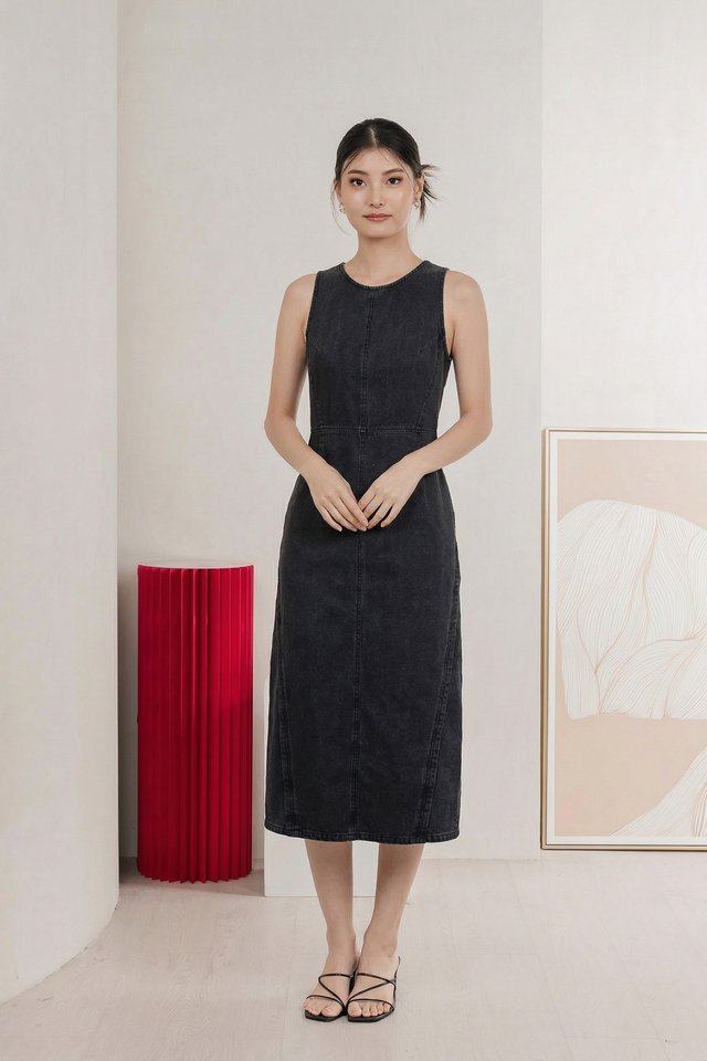 Shelby Denim Panelled Midi Dress