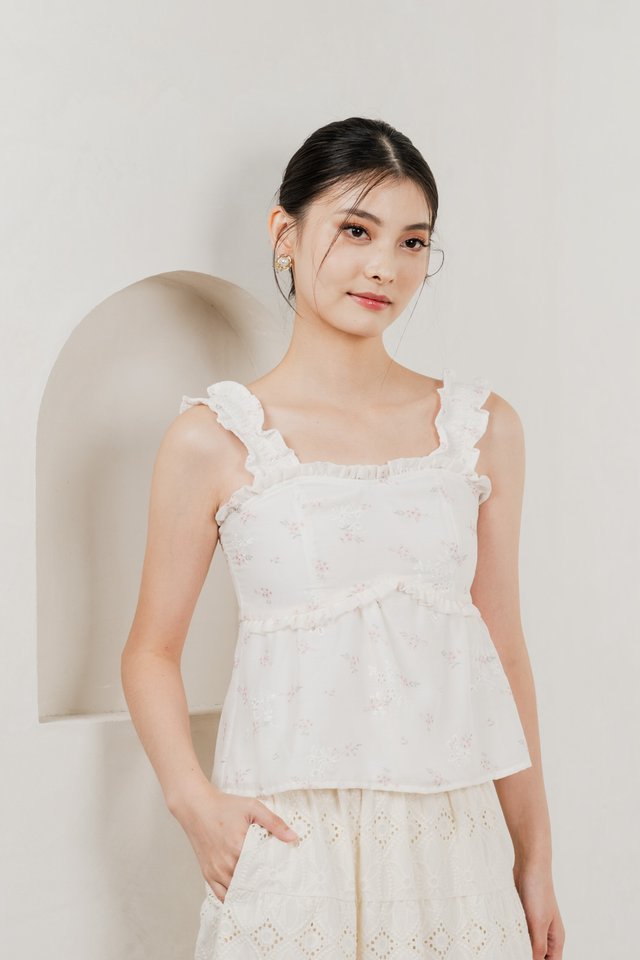 Xyla Eyelet Floral Ruffles Top