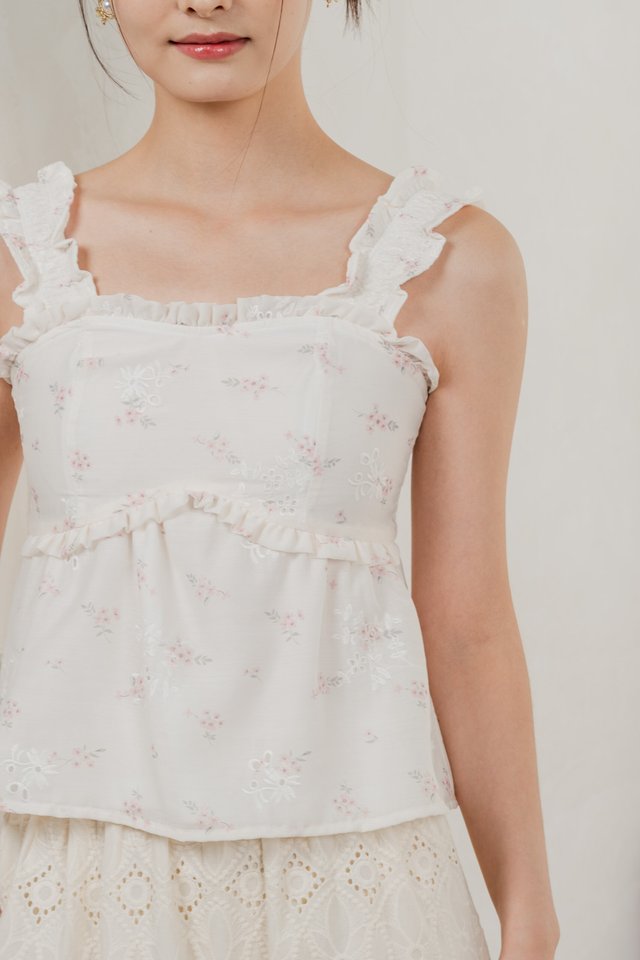 Xyla Eyelet Floral Ruffles Top