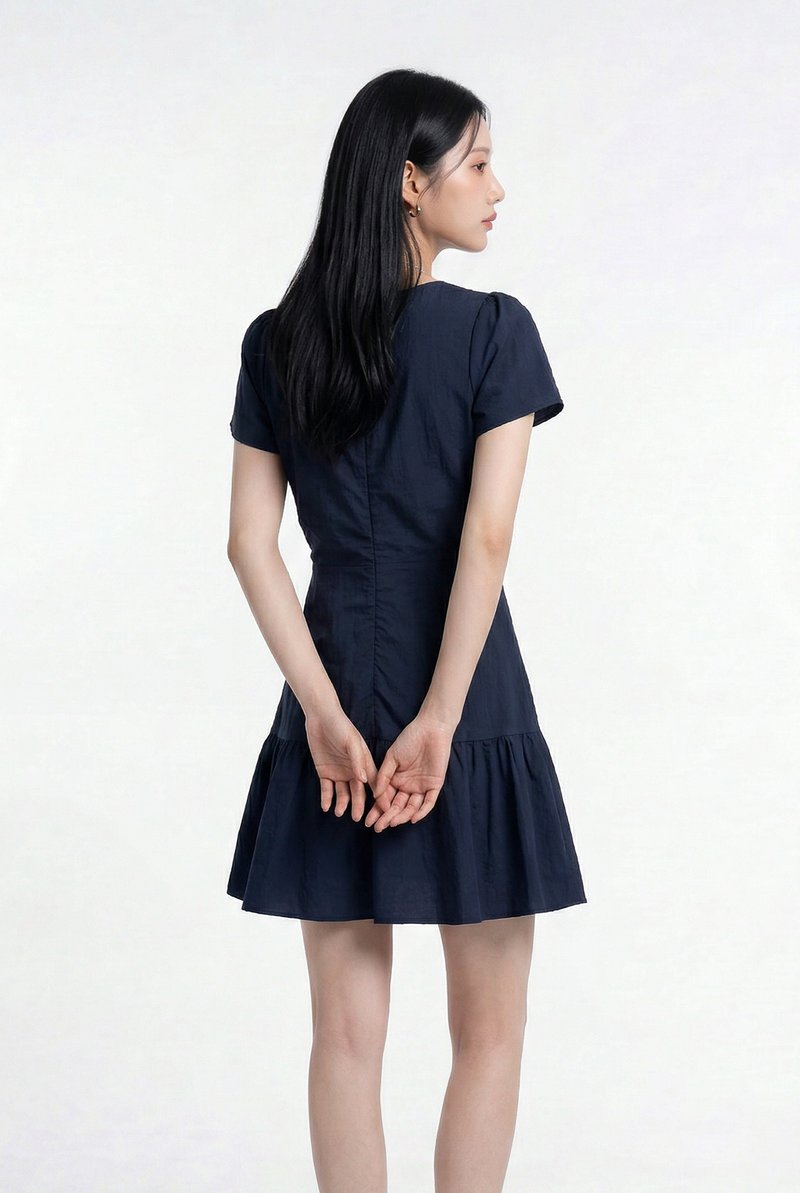 Avery Button Dress In Navy