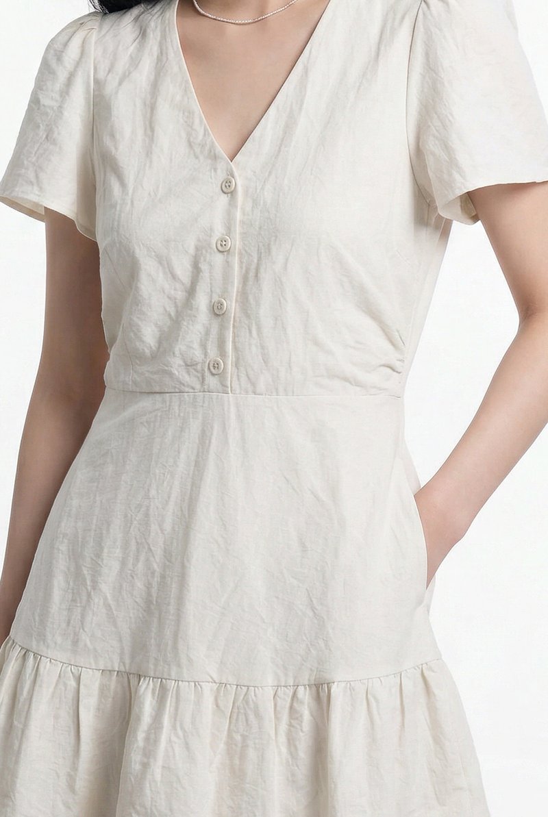 Avery Button Dress In Cream