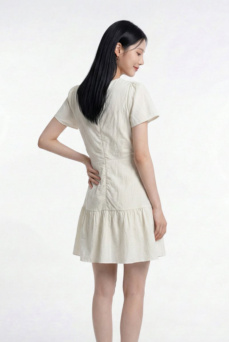 Avery Button Dress In Cream