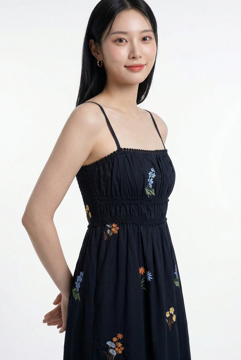 Marley Camisole Fleur Midi Dress in Navy