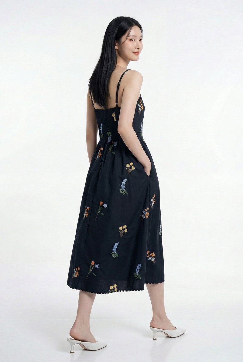 Marley Camisole Fleur Midi Dress in Navy
