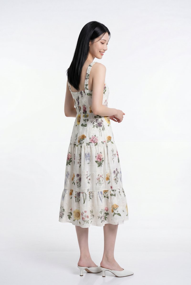 Jose Floral Tiered Midi Dress