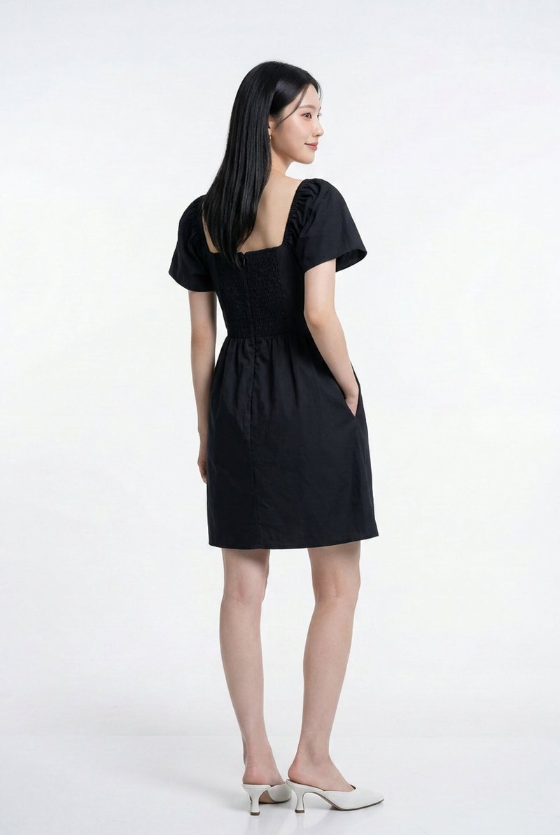 Anastasia Ribbon Lace Dress in Black