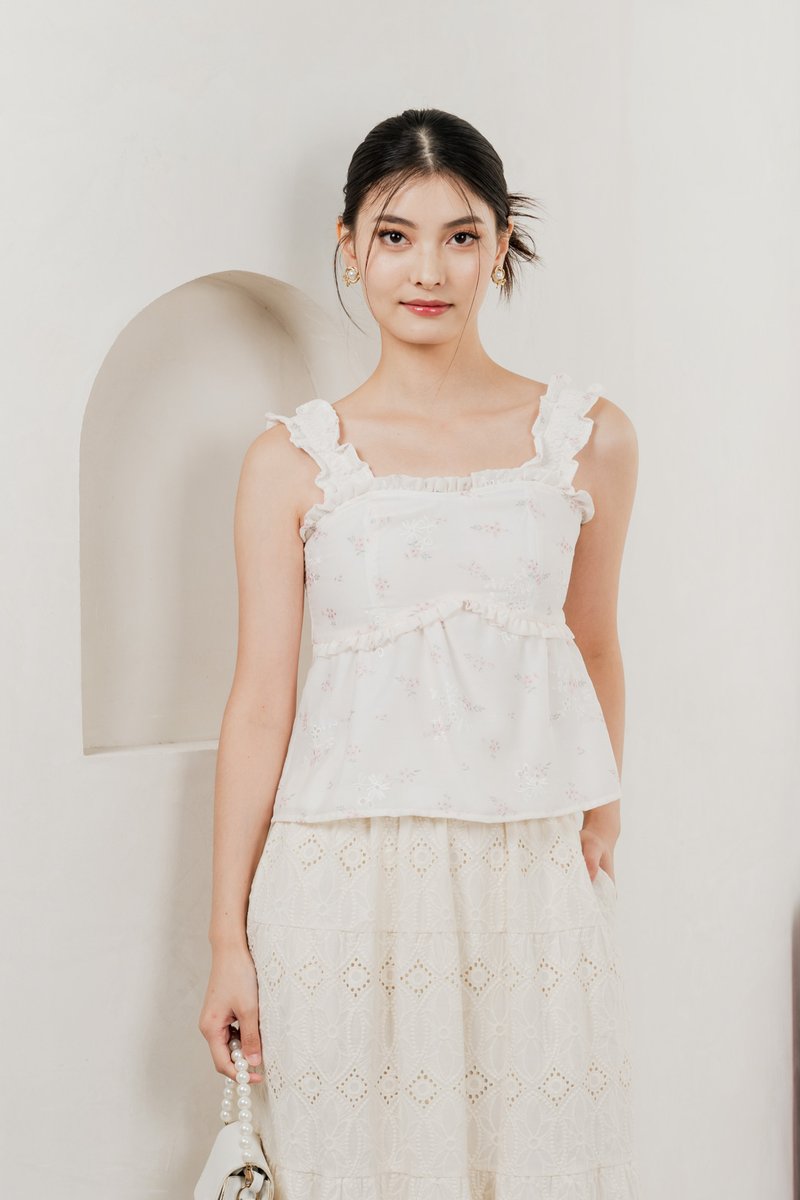 Xyla Eyelet Floral Ruffles Top