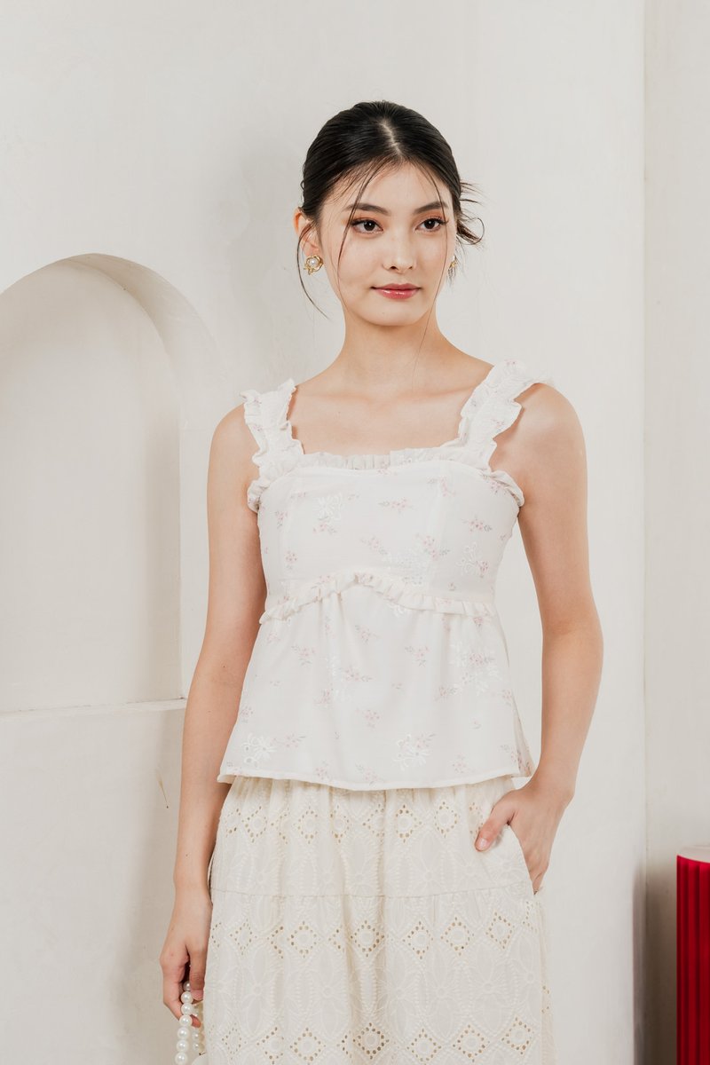 Xyla Eyelet Floral Ruffles Top