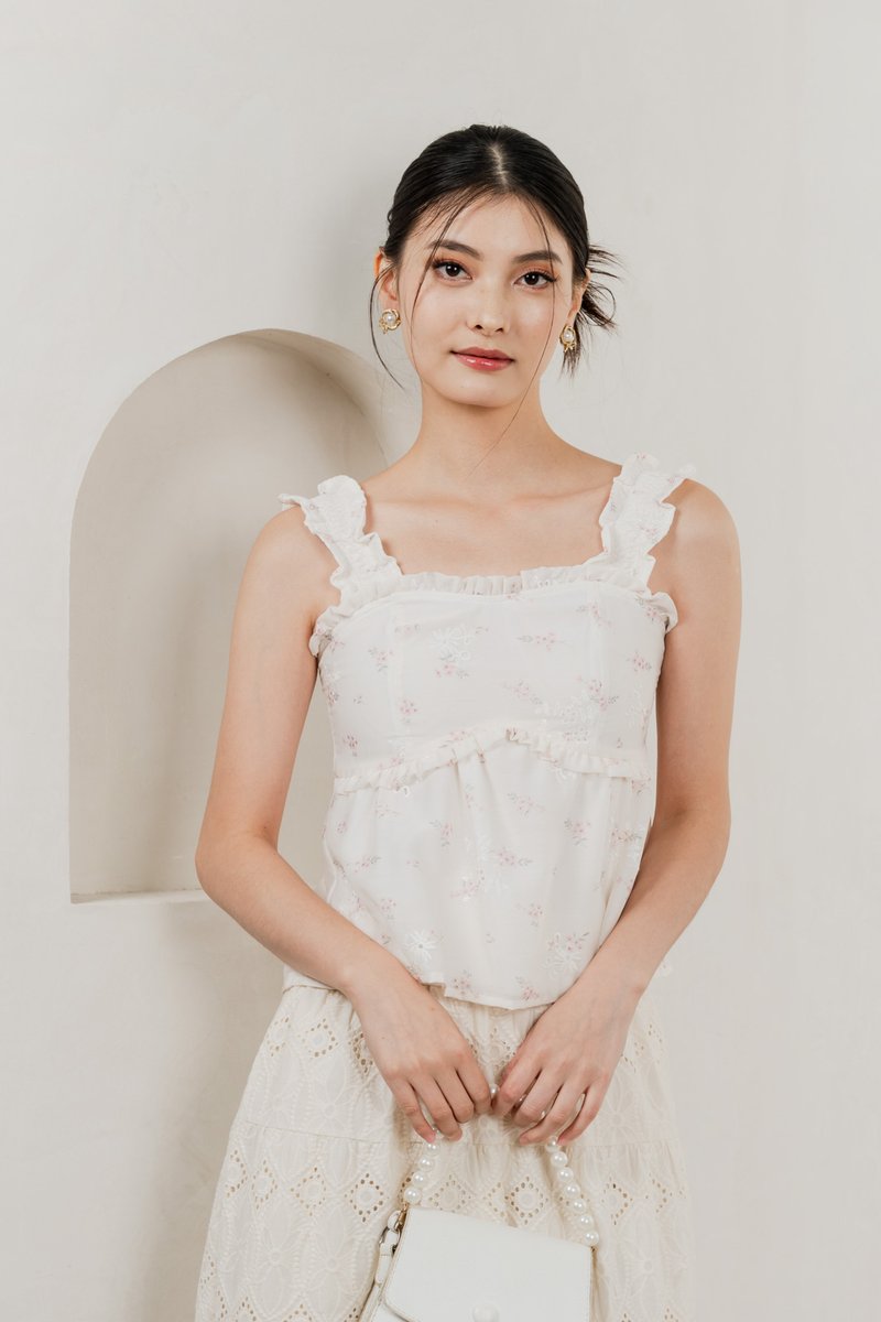 Xyla Eyelet Floral Ruffles Top