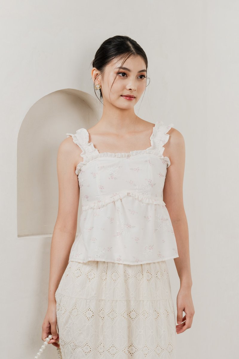 Xyla Eyelet Floral Ruffles Top