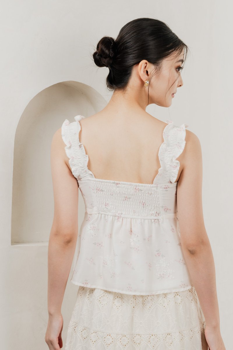 Xyla Eyelet Floral Ruffles Top