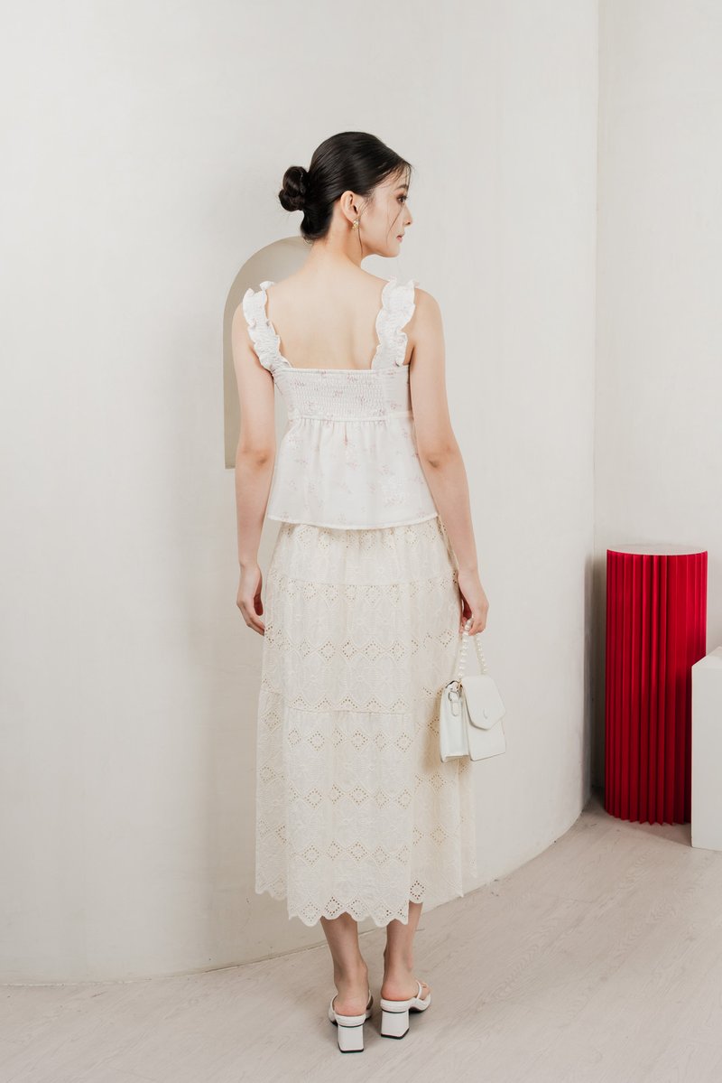 Xyla Eyelet Floral Ruffles Top