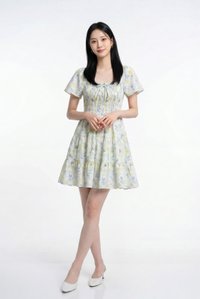 Clarita Smocked Ruffles Tiered Dress In Yellow