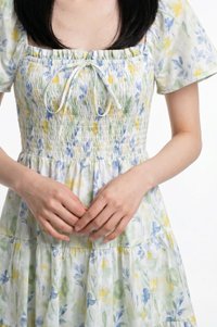 Clarita Smocked Ruffles Tiered Dress In Yellow