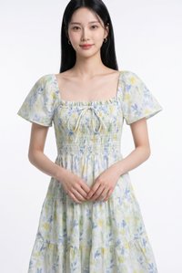 Clarita Smocked Ruffles Tiered Dress In Yellow