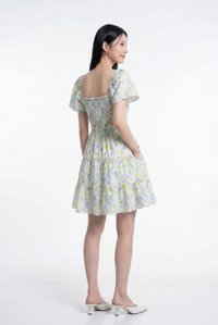 Clarita Smocked Ruffles Tiered Dress In Yellow